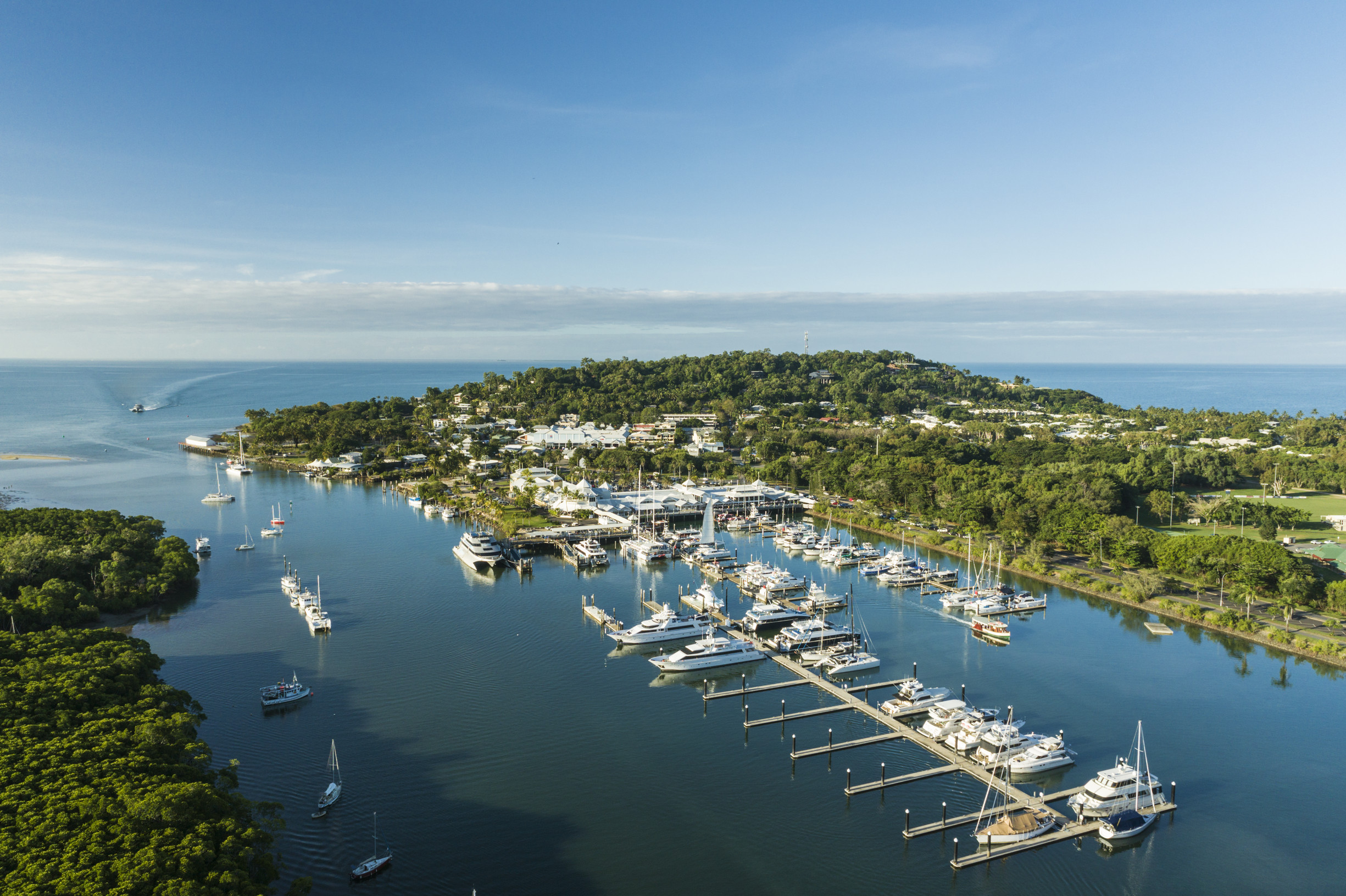 Aerial view of the Crystalbrook Superyacht Marina at Port Douglas | Port Douglas Yacht Charters
