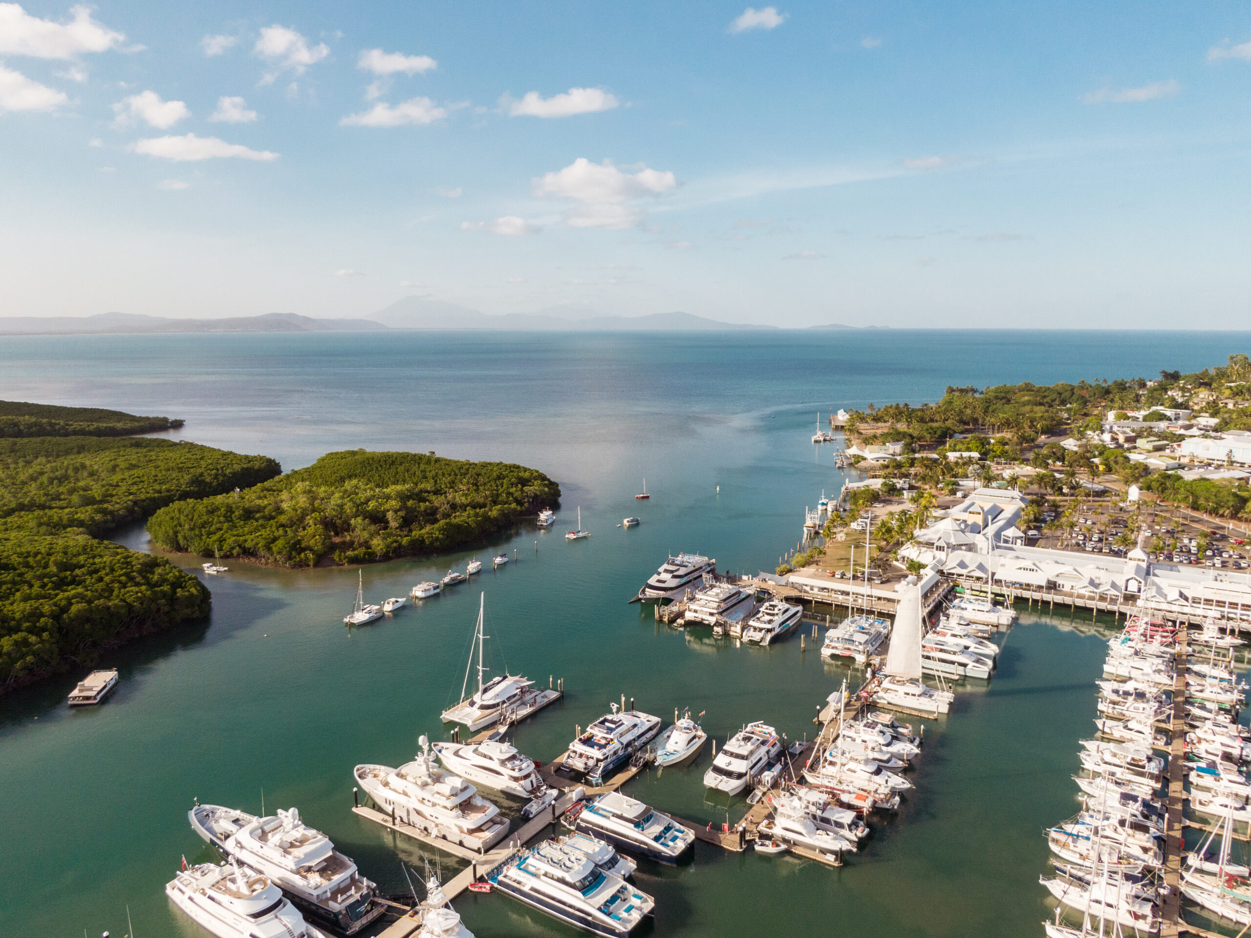 Carins,Port,Douglas,Aerial,View.,Dramatic,Drone,View,From,Above.