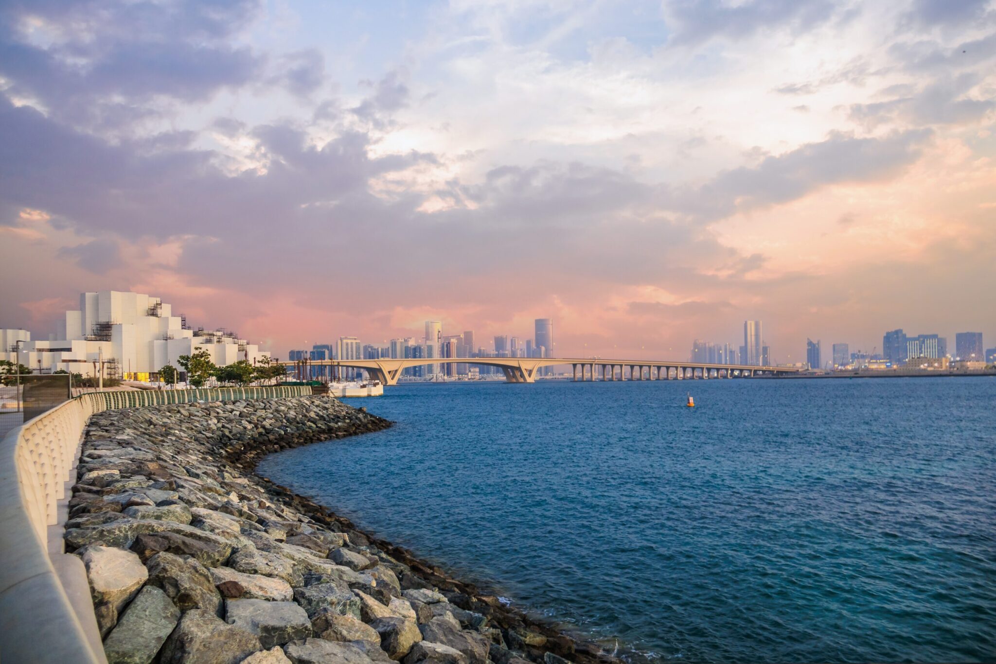 City,Panorama,From,Saadiyat,Island,And,Cultural,District,In,Abu