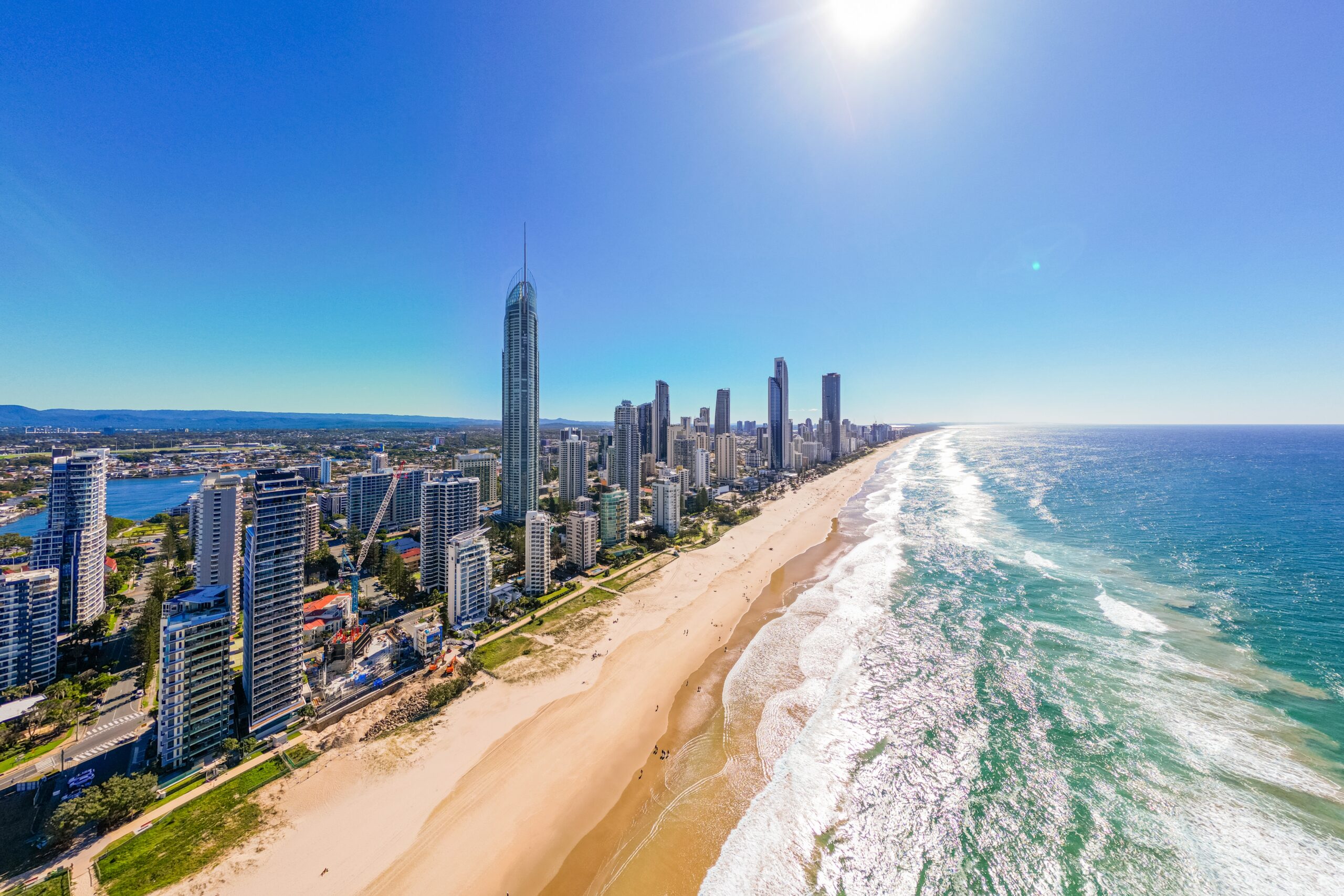 An,Aerial,View,Of,The,Gold,Coast,Beach,And,Skyline