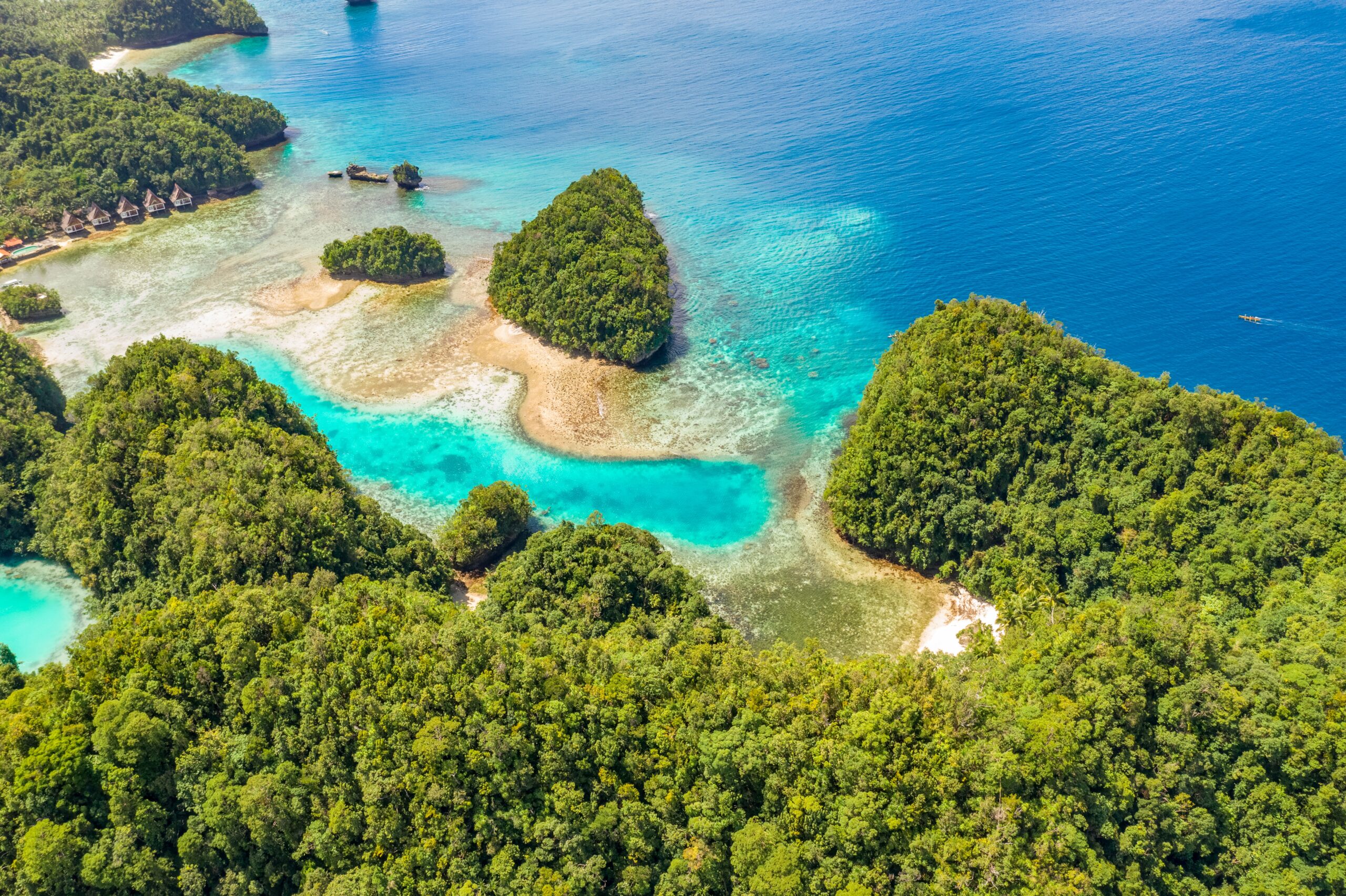 Aerial,Shot,A,Limestone,Islands,Form,A,Remote,Lagoon,In