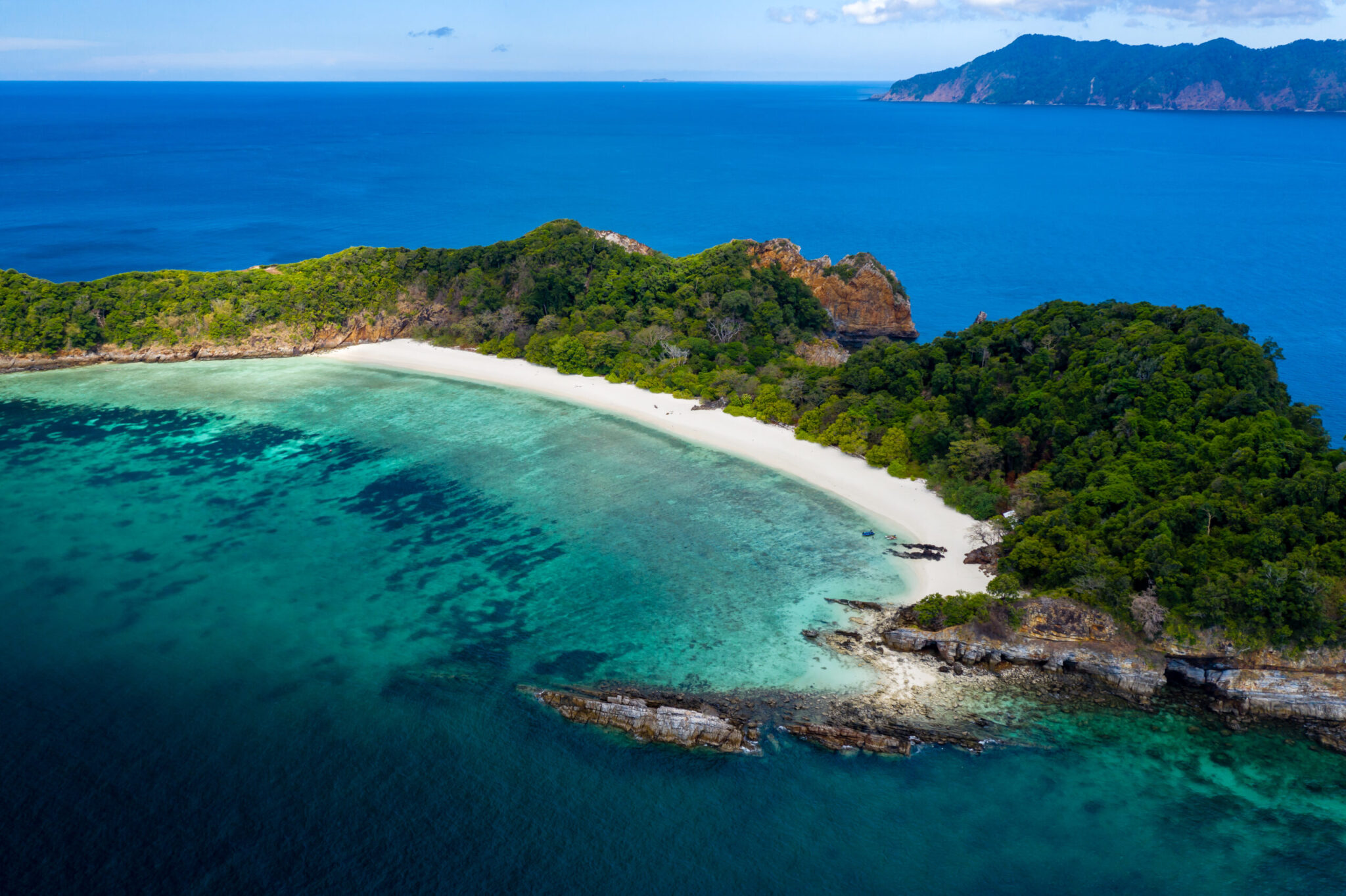 Aerial,Drone,View,Of,A,Deserted,Tropical,Island,With,Beach