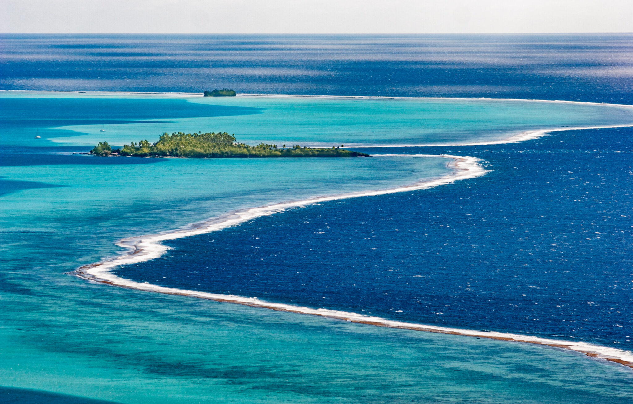 Approaching,Raiatea,Island,From,Sea,,French,Polynesia,,Society,Islands,,South