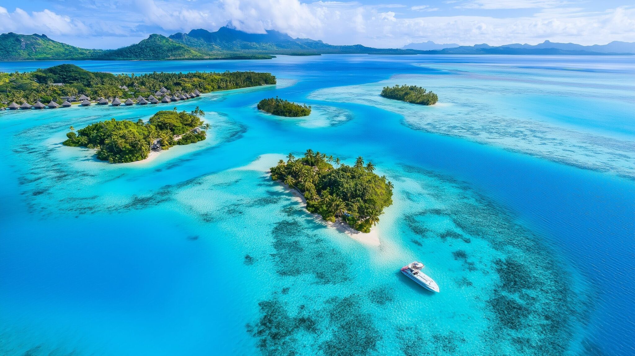 Aerial,View,Of,A,Tropical,Lagoon,With,Turquoise,Water,And