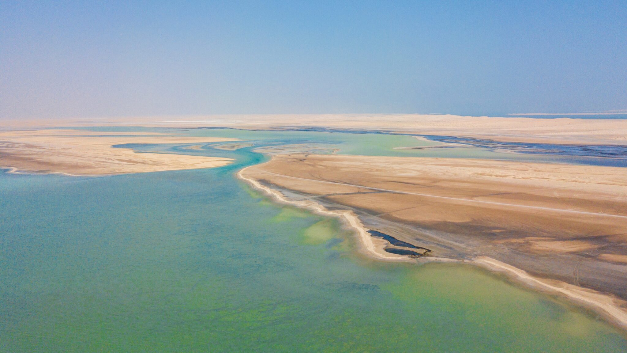 Aerial,View,Of,Inland,Sea,,Desert,Near,Doha,,Qatar.,Khor