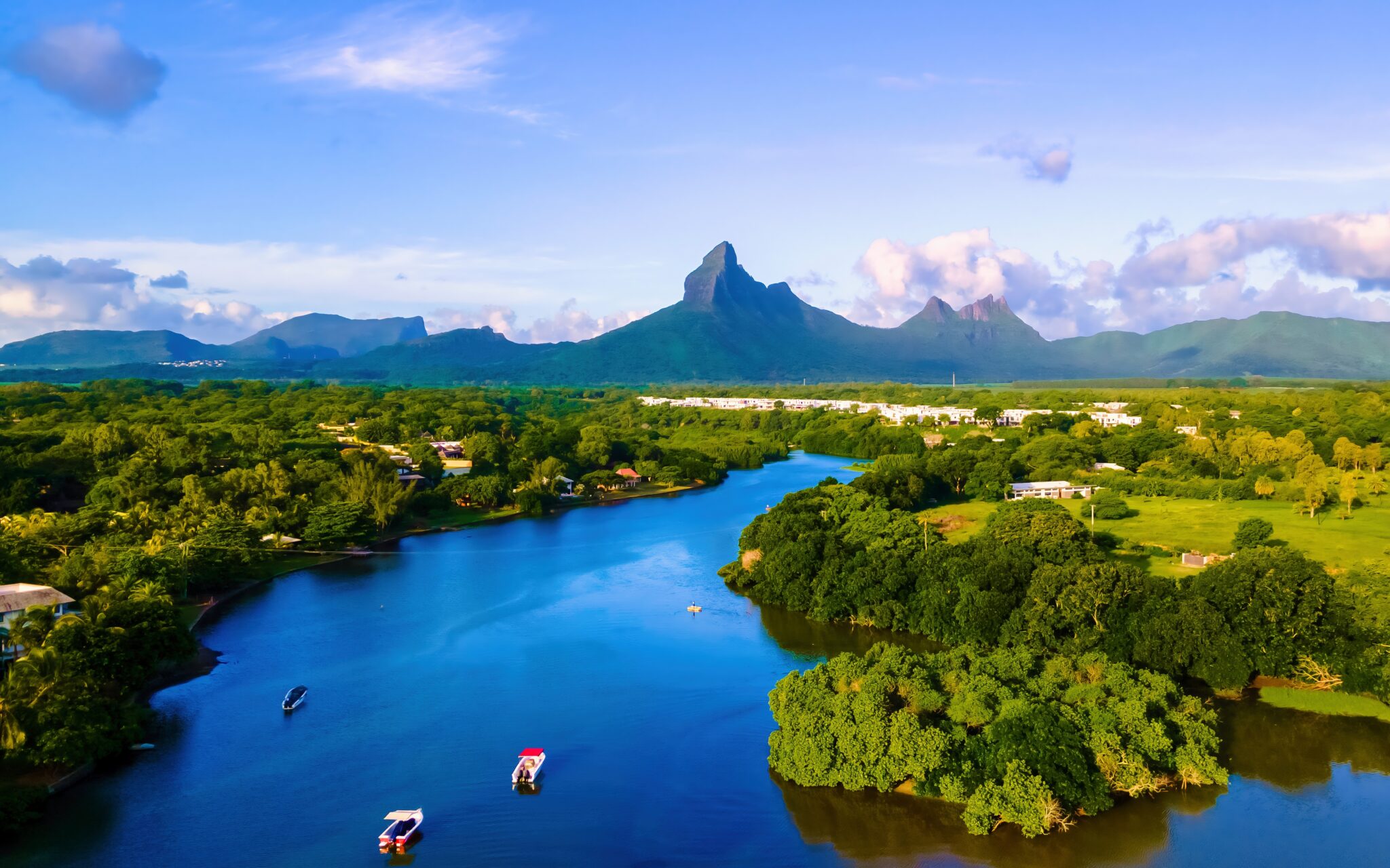 Fishing,Boats,Resting,At,Tamarin,Bay,Mauritius,Island,Indian,Ocean