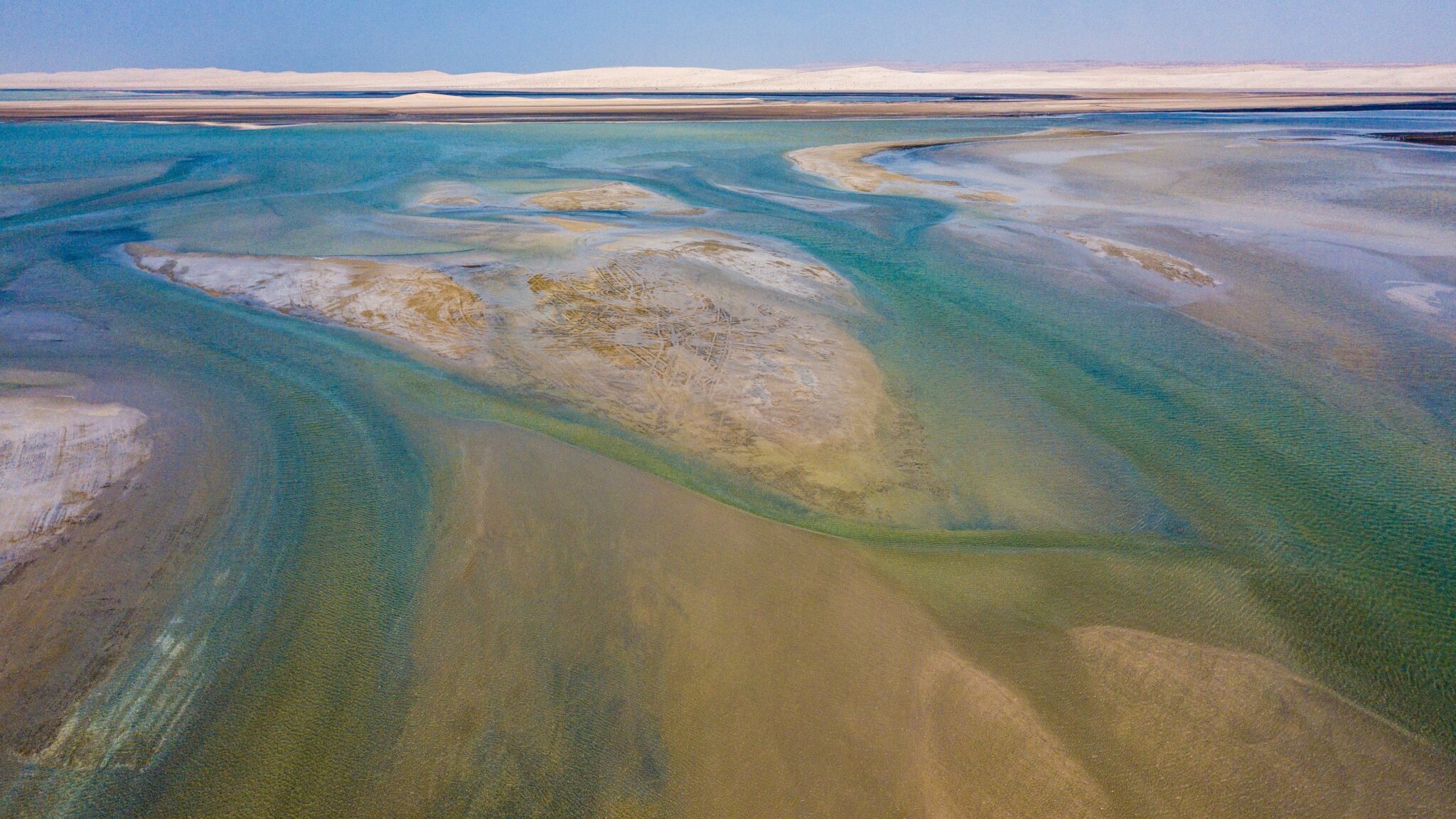 Aerial,View,Of,Inland,Sea,,Desert,Near,Doha,,Qatar.,Khor