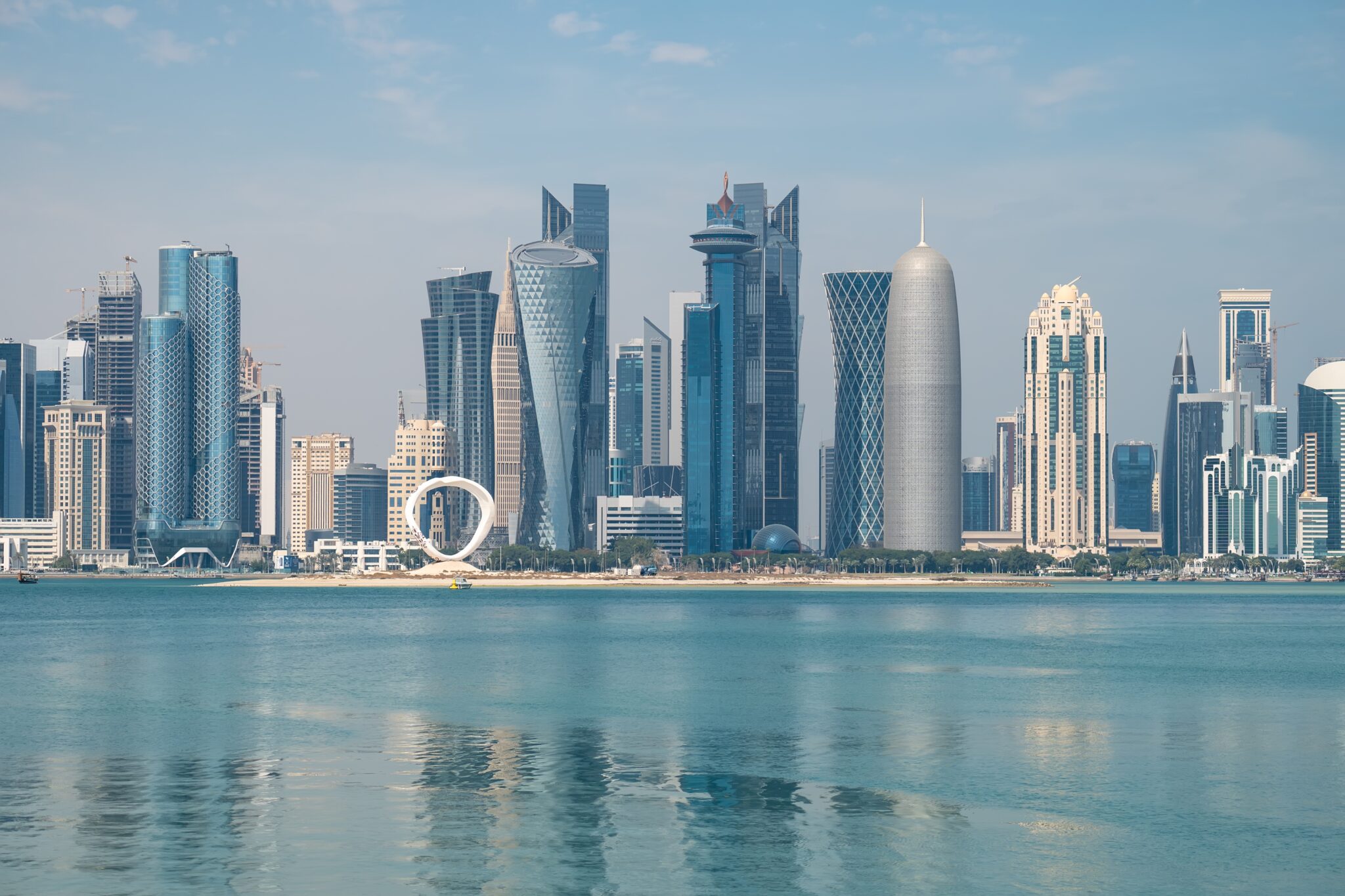 Doha,Skyline,View,With,Amazing,Sea.,Panoramic,View,Of,The