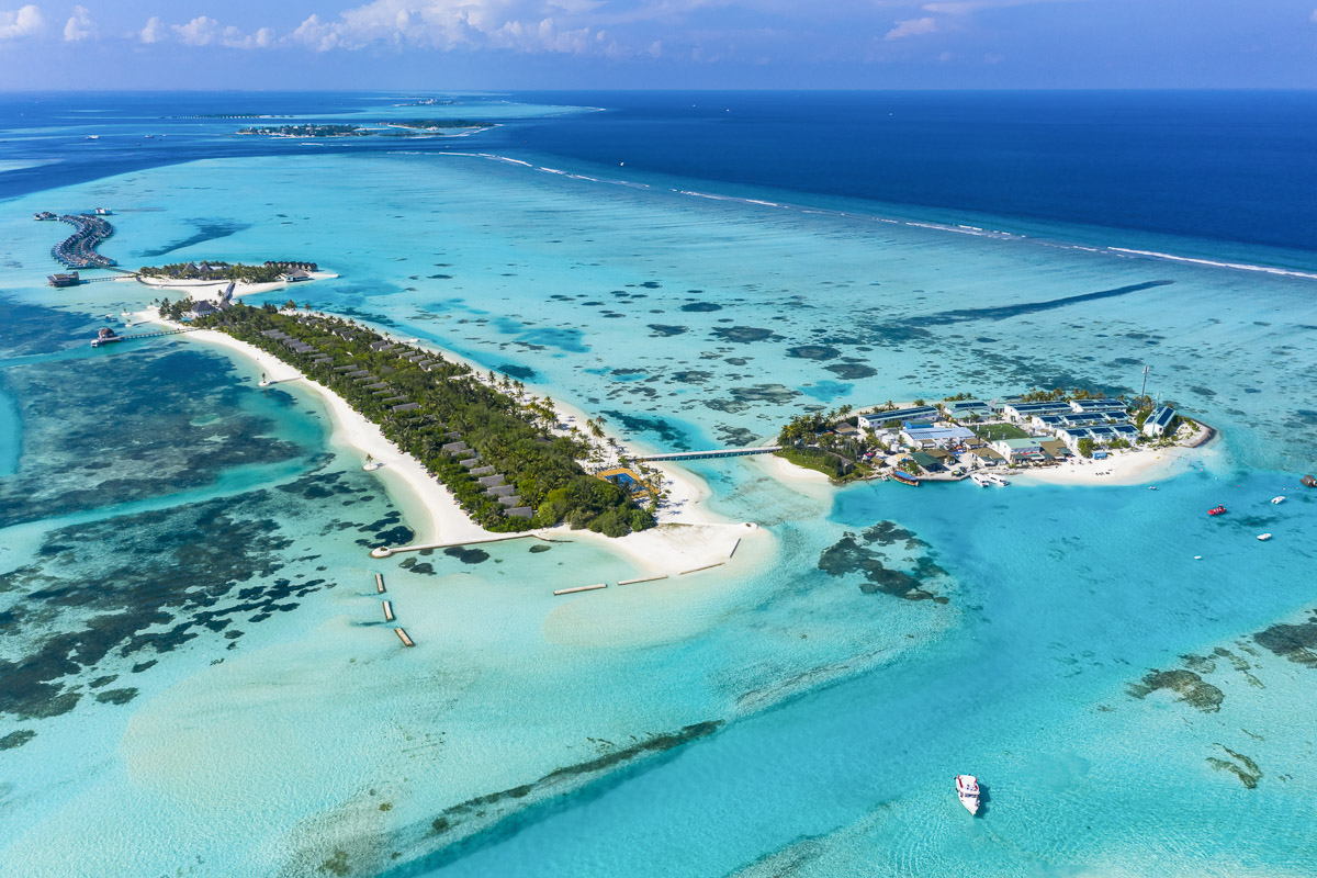 Aerial view, Maldives, South Male Atoll, Bodufinolhu, Maldives F