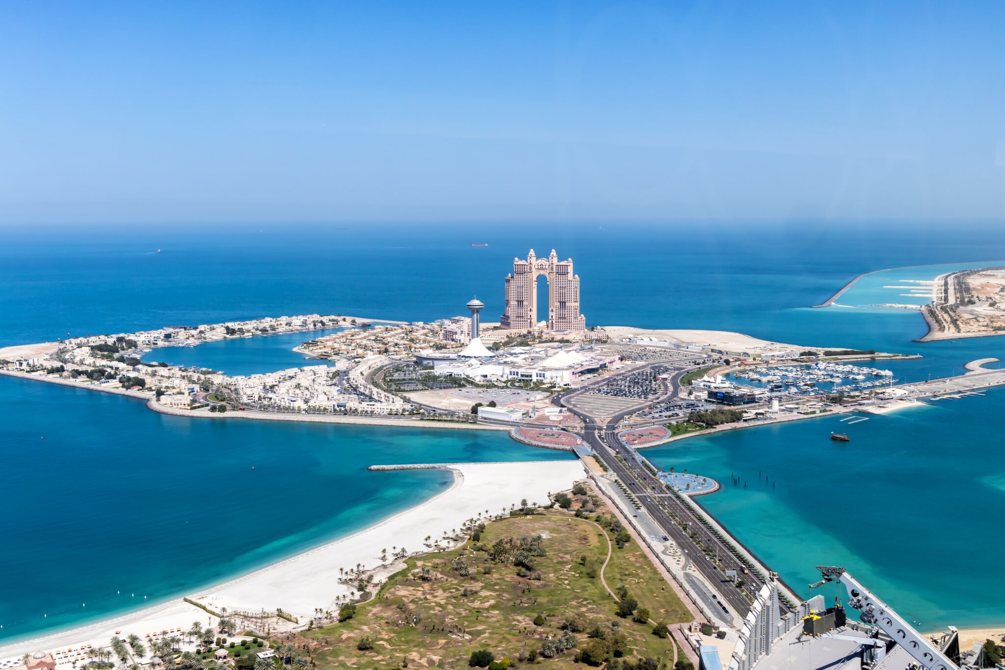 Abu,Dhabi,Skyline,From,Above,Traveling,In,Abu,Dhabi,,United