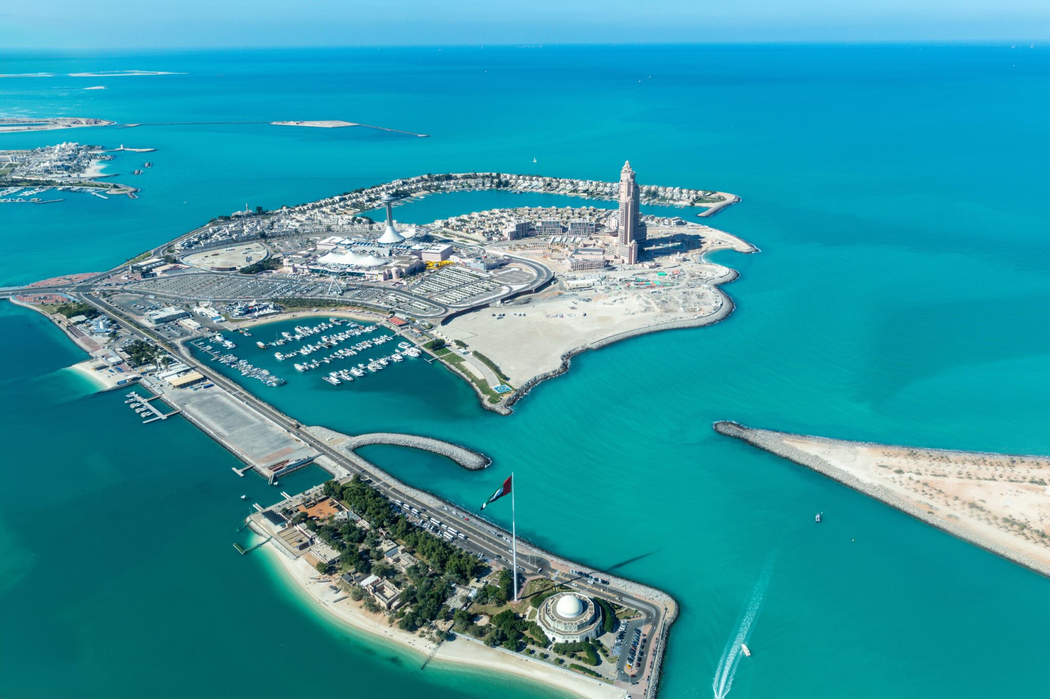 Aerial,View,Of,Marina,Mall,,Marina,Village,And,Boats,And