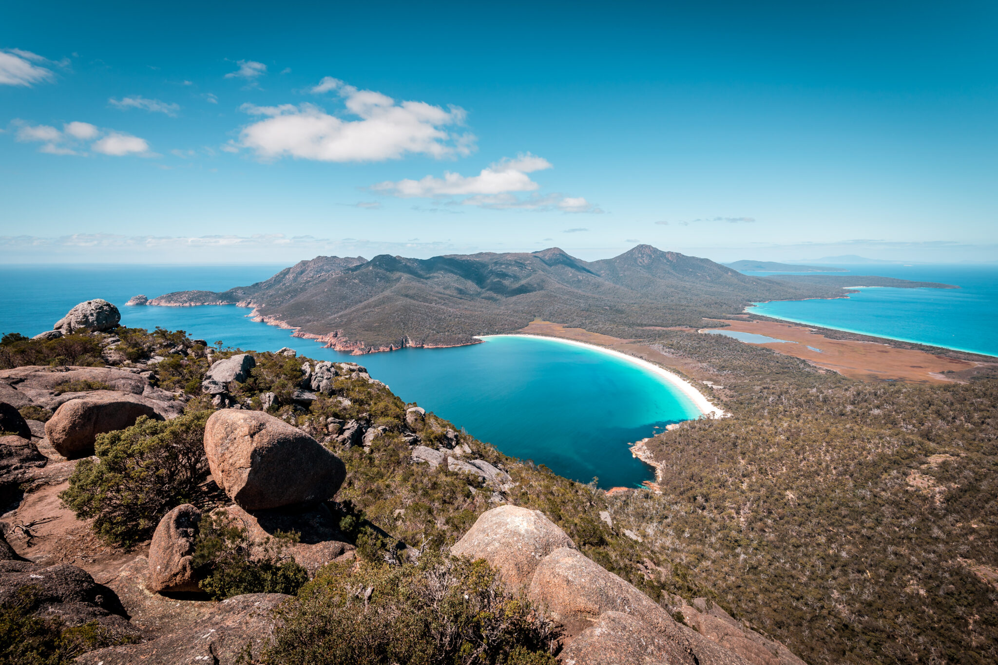 View,From,Mount,Amos,To,The,Spectacular,Wineglass,Bay,,White