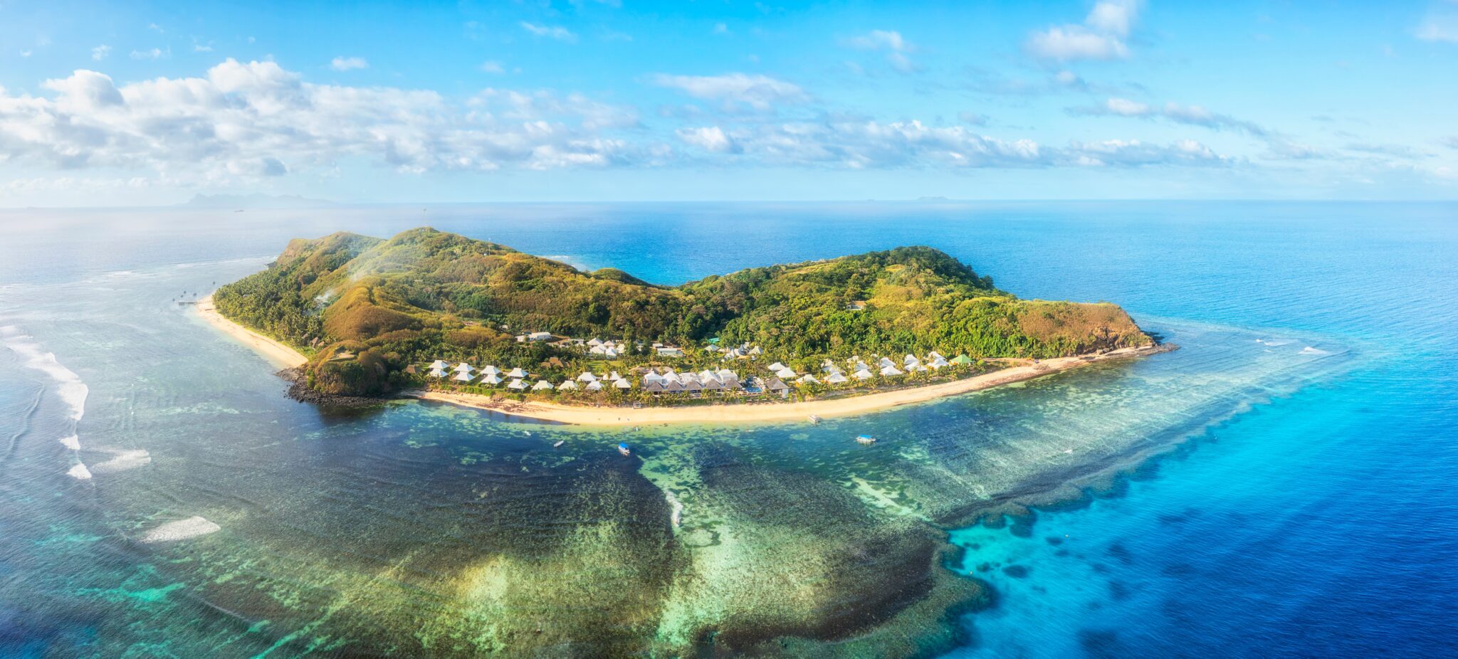 Scenic,Secluded,Tokoriki,Island,In,Fiji,Aerial,Panorama.