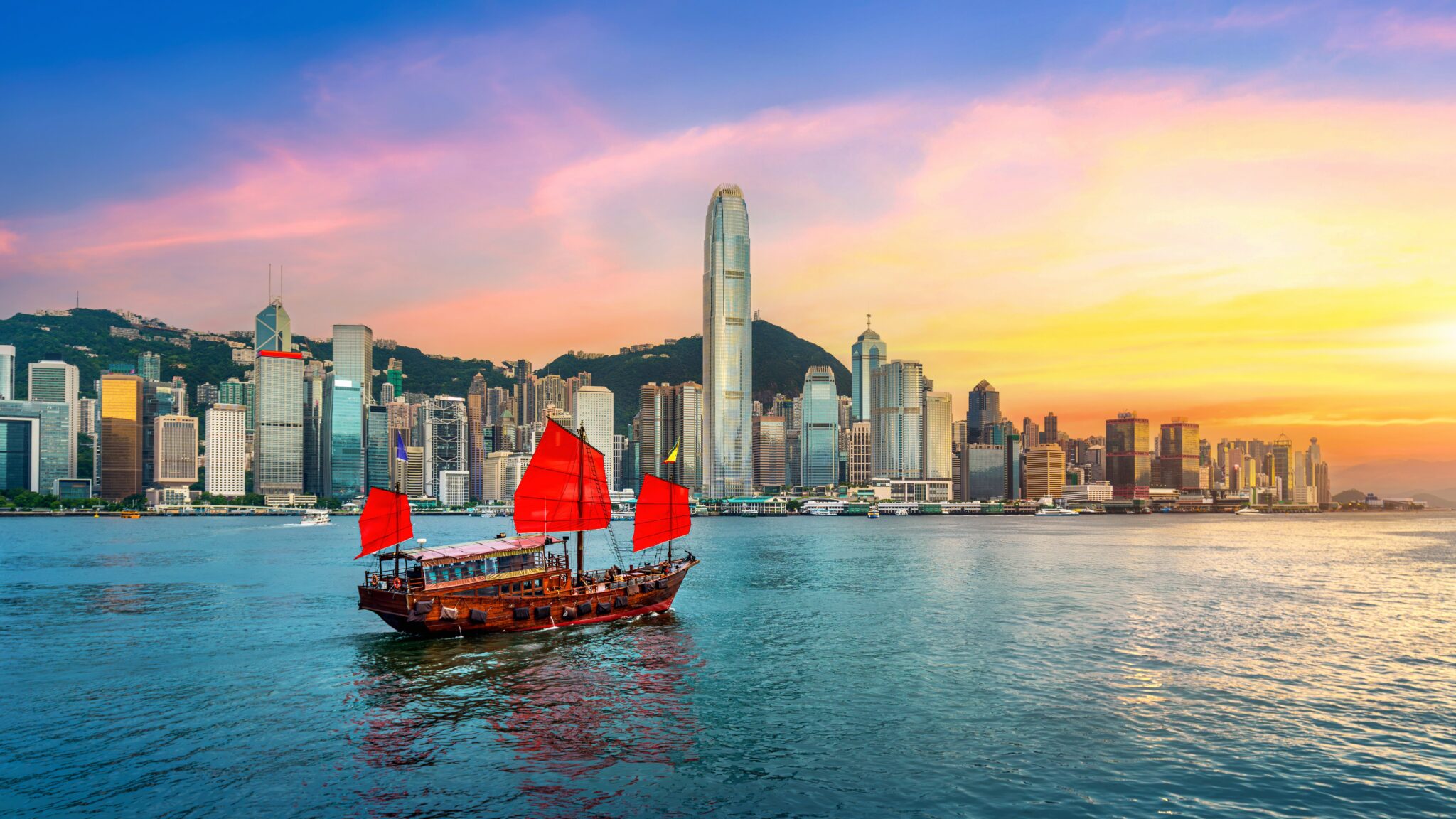 Hong,Kong,Cityscapse,At,Sunset.