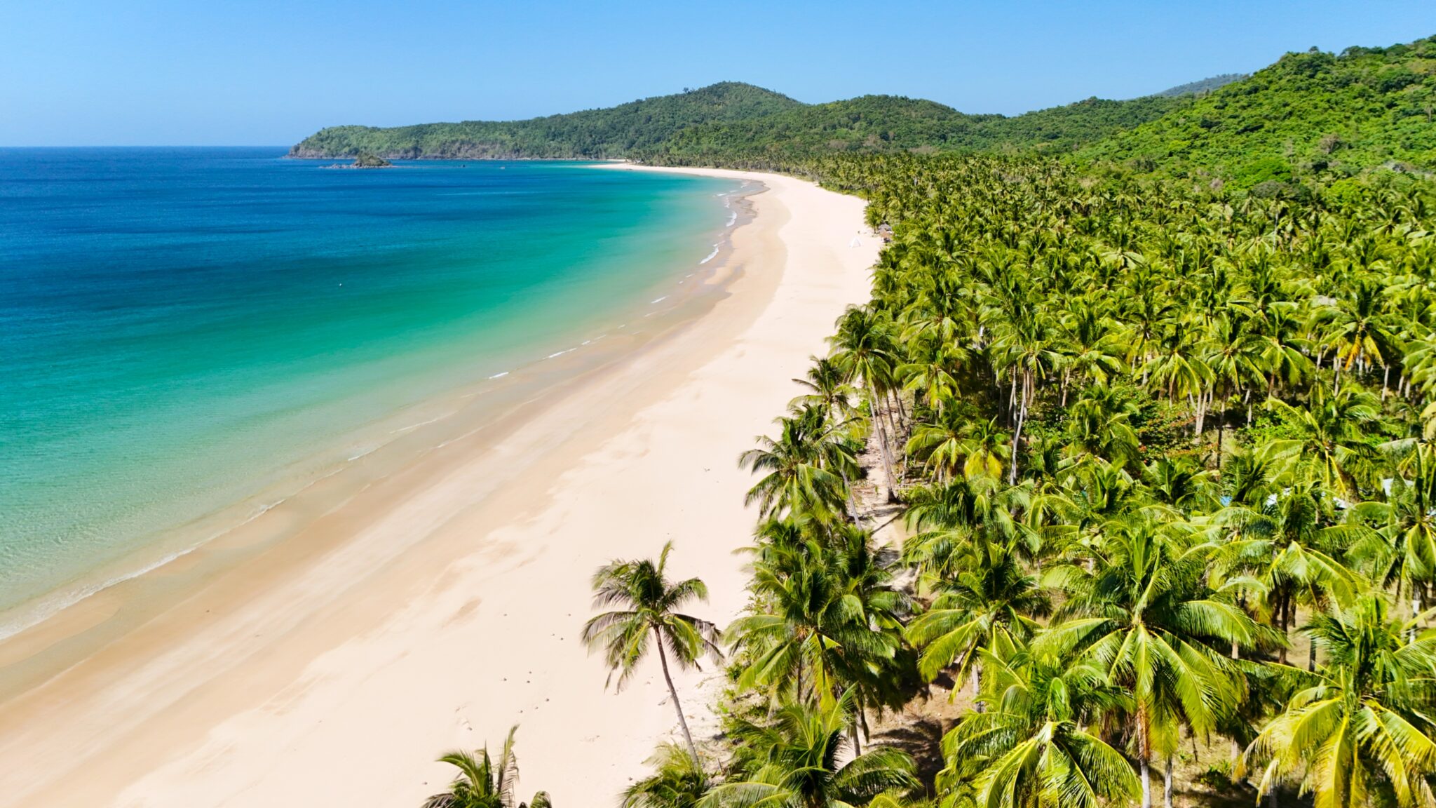 Aerial,View,Of,Nacpan,Beach,,El,Nido,,Palawan,,A