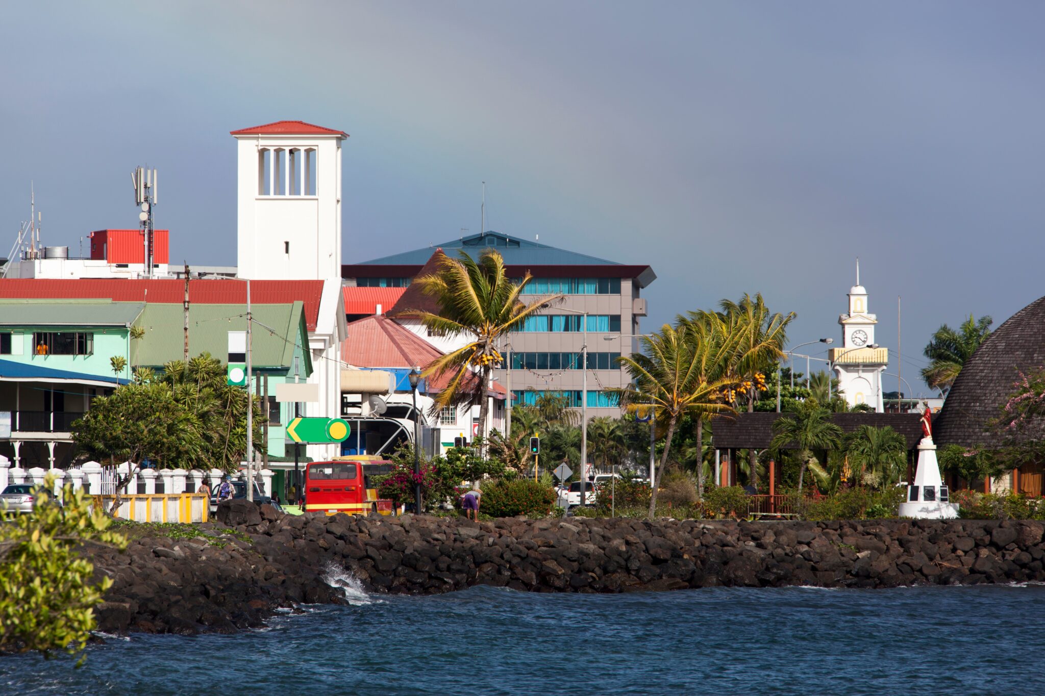 The,Morning,View,Of,Apia,Downtown,With,A,Clock,Tower,