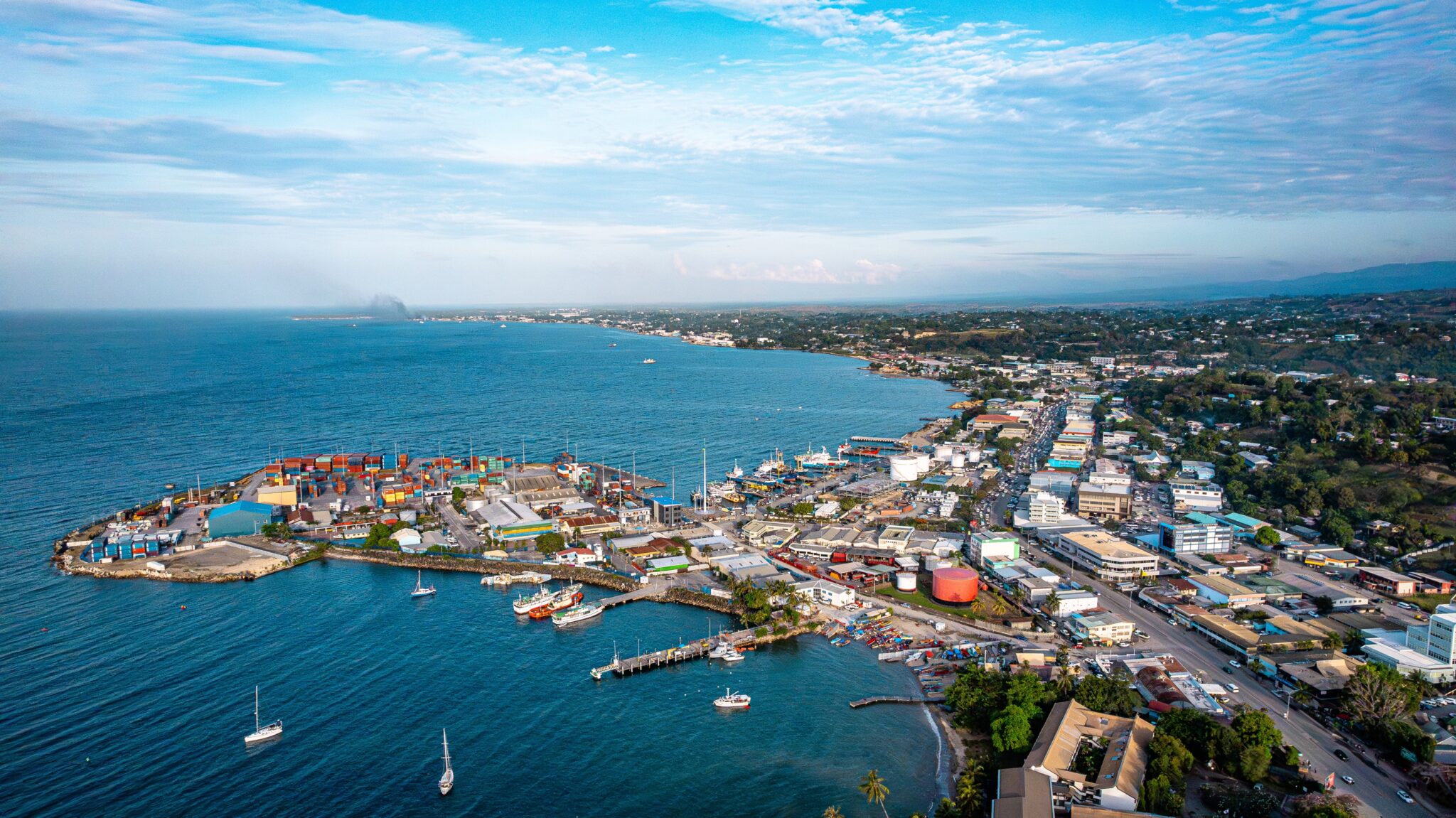 Aerial,View,Of,Point,Cruz,Honiara,City,From,The,West