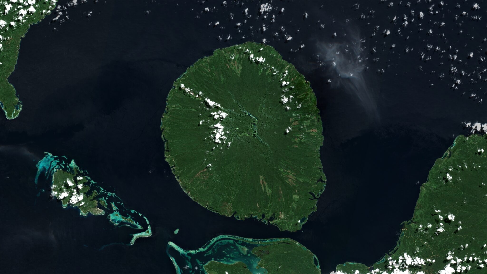 Kolombangara,Island,In,The,Solomon,Sea,On,A,Satellite,Image