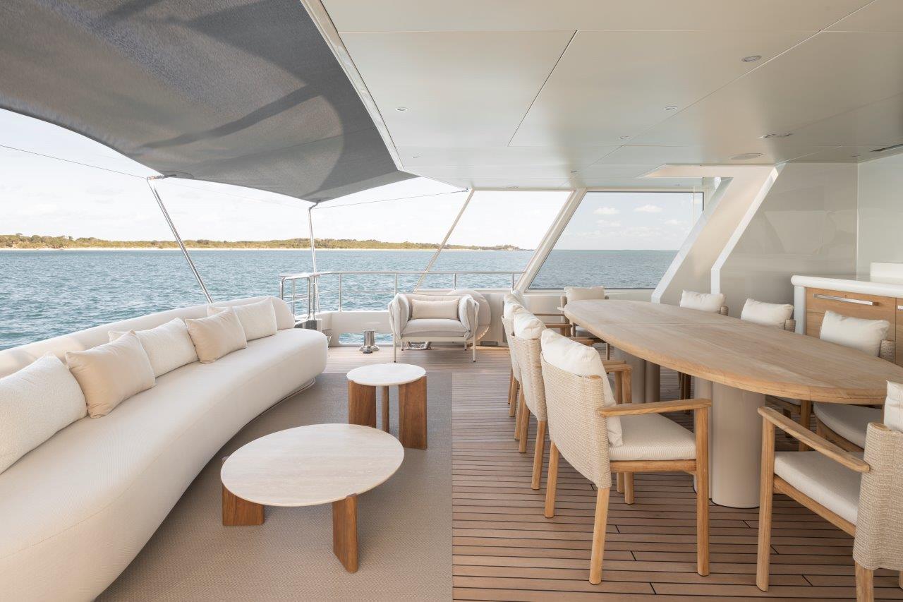 Aft Deck with spacious lounge and bar area - Akiko Charter Yacht