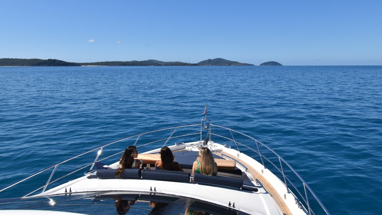 Take in the views as you cruise the Whitsunday Islands Hamilton Island luxury charter yacht La Mar