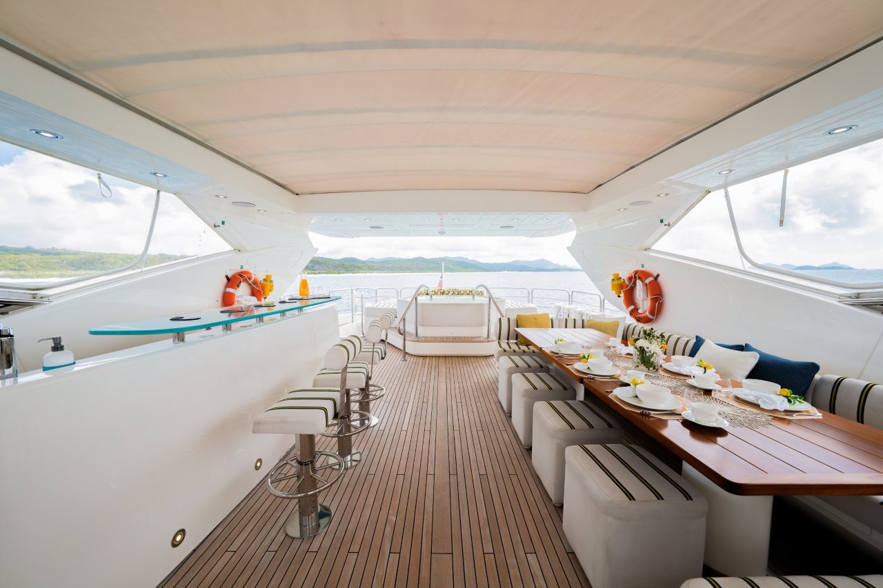 Sundeck with Jacuzzi and bar - Superyacht Charter RASCAL