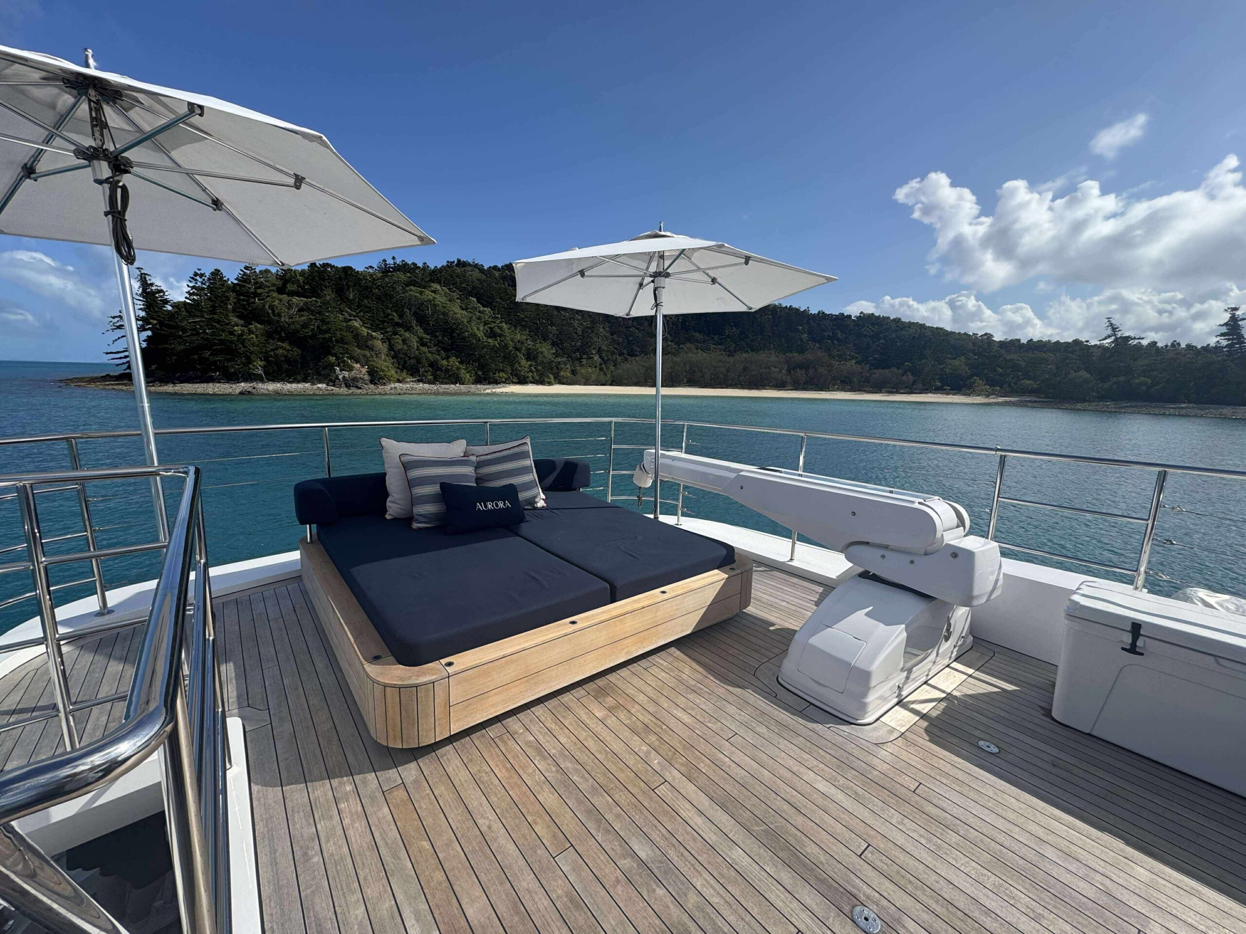 Sunbeds onboard Whitsundays Luxury Yacht Charter Aurora 