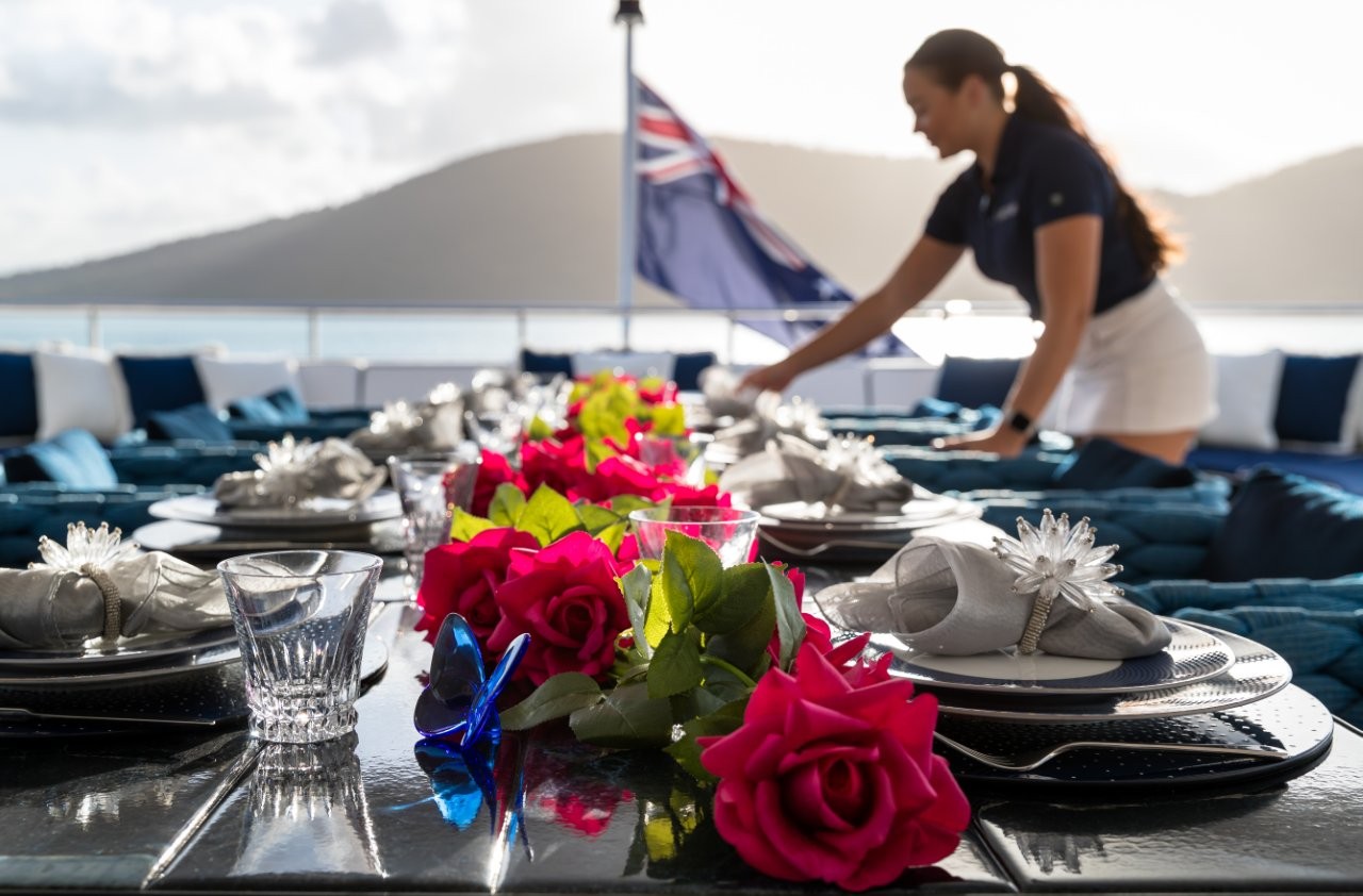Aft Deck Dining Superyacht Mischief 
