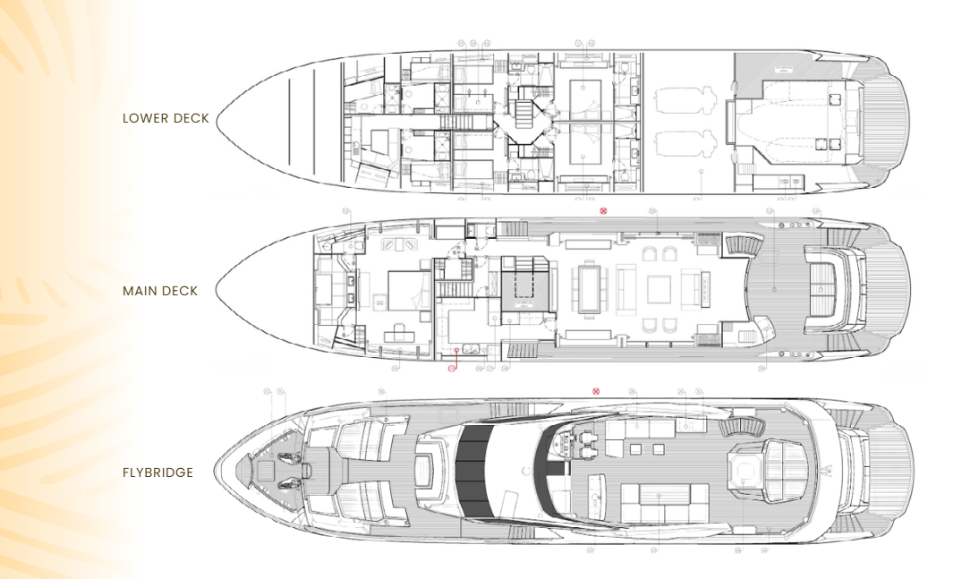Deckplan Superyacht Charters SUNSET | YOTSPACE