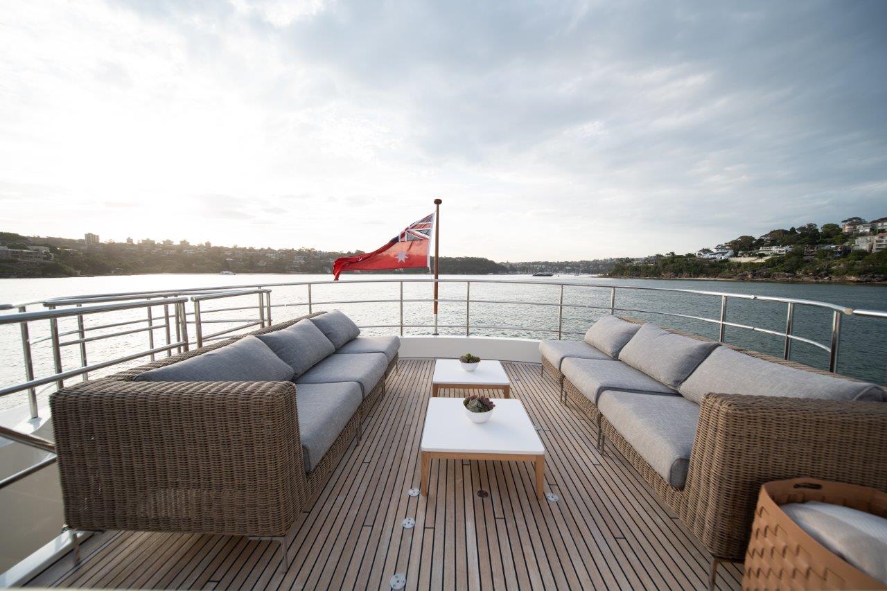 Relax on the Sundeck Lounge | Superyacht Charter Little Perle - Whitsundays, Great Barrier Reef