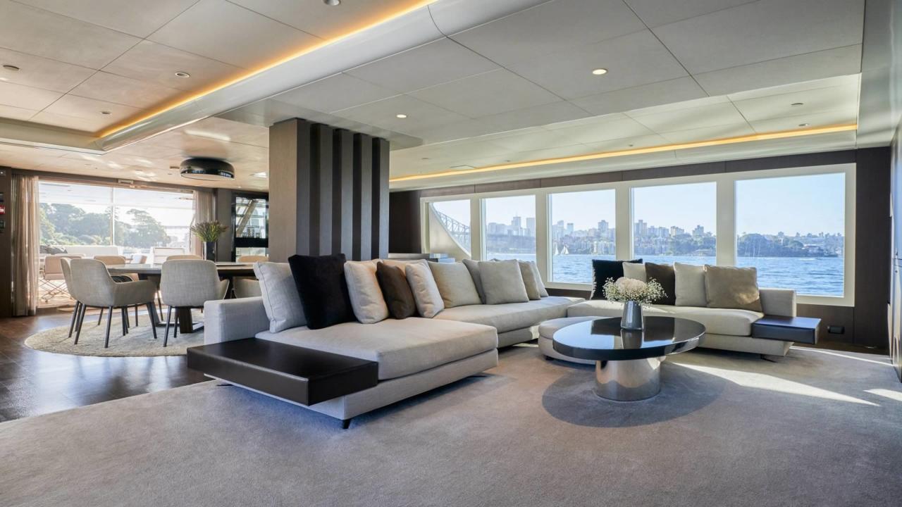 Spacious Saloon onboard Luxury Yacht Charters | Whitsundays | Sydney - EVOLUTION Superyacht YOTSPACE